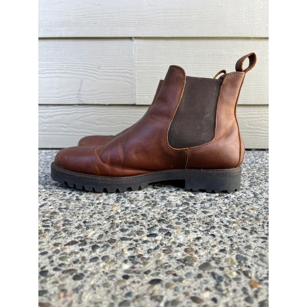 Patina Portland Men's US Size 9 Brown Leather Footwear Chelsea Boots Pull‎ On
